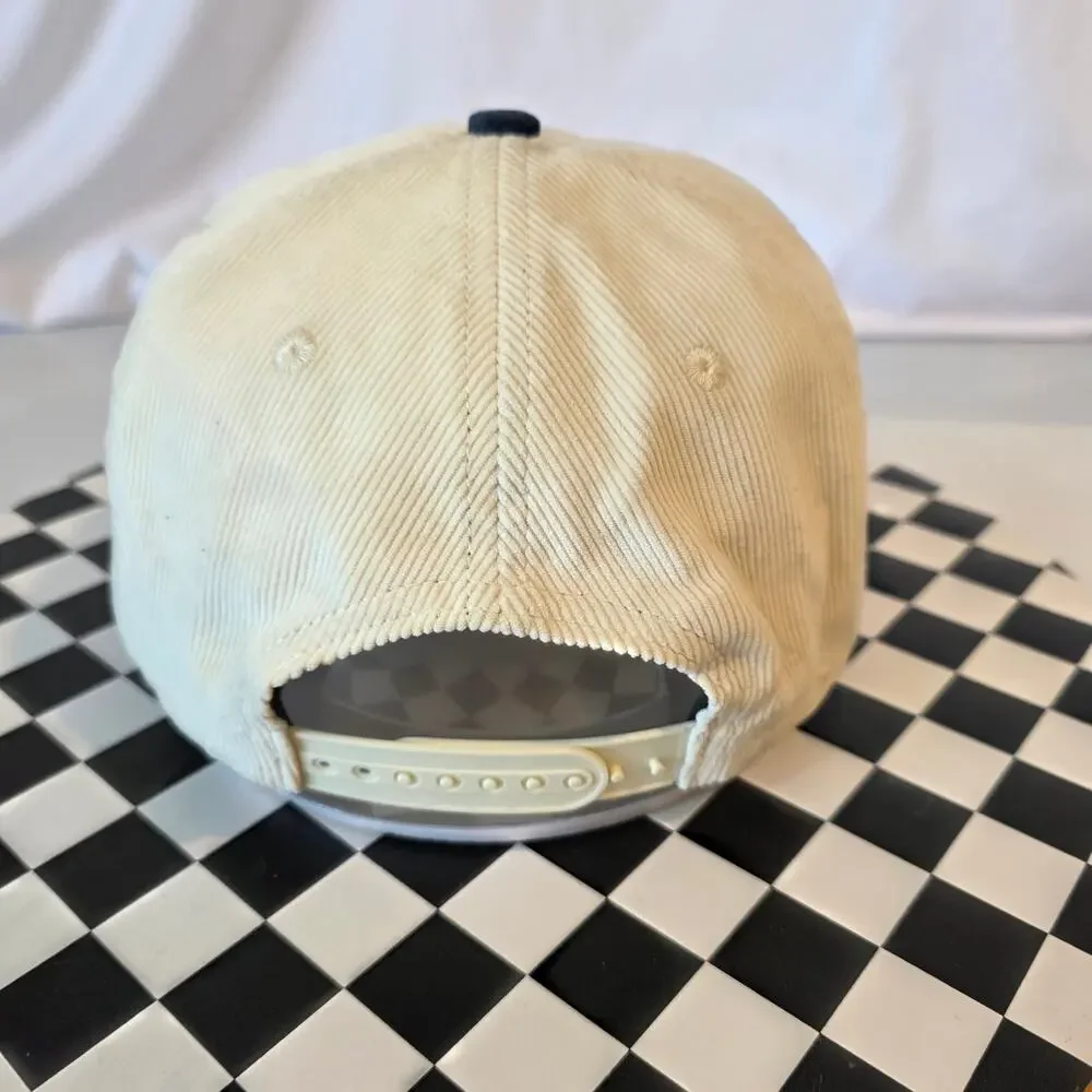 Go Heavy Cream Navy Blue Two Tone Corduroy Snapback Hat